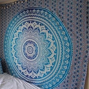 Different Blues & White Tapestry Used